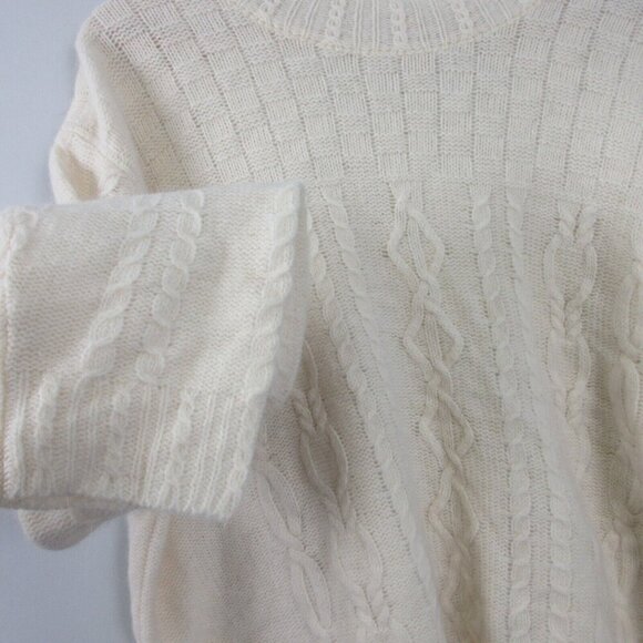 Liz Claiborne Womens Cable Knit Sweater M Ivory Angora Lambswool Coastal Vtg 348 - Picture 8 of 11